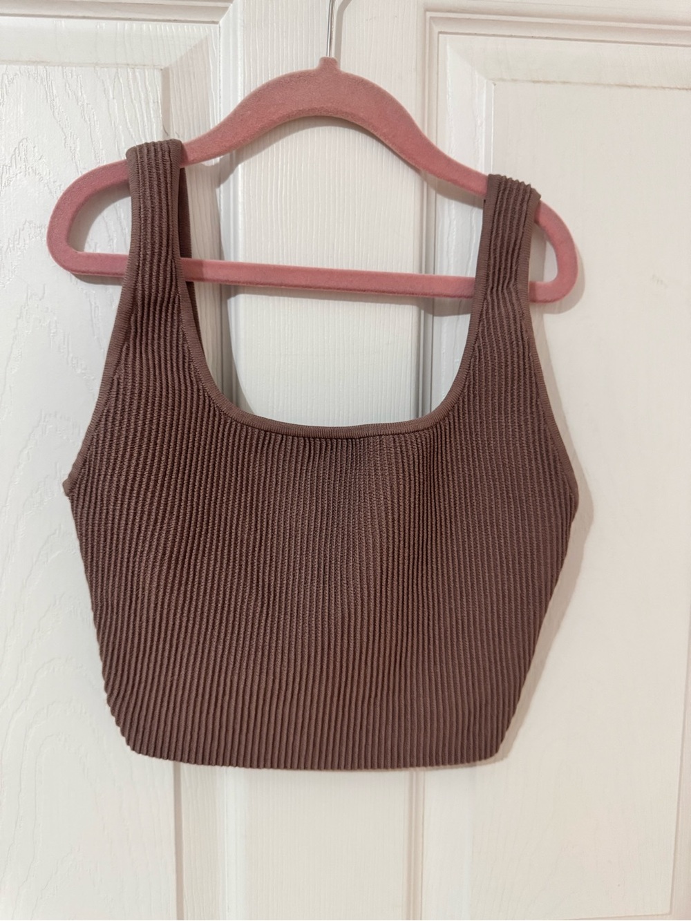 Aritzia Babaton Sculpt Knit Squareneck Cropped Top Mauve XS